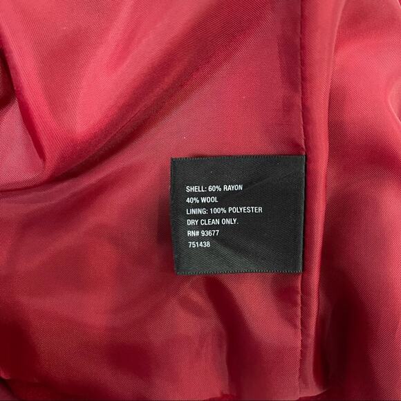 East 5th Red Blazer Jacket Classic Career Minimalist Holiday Wool Blend Large - Picture 8 of 8